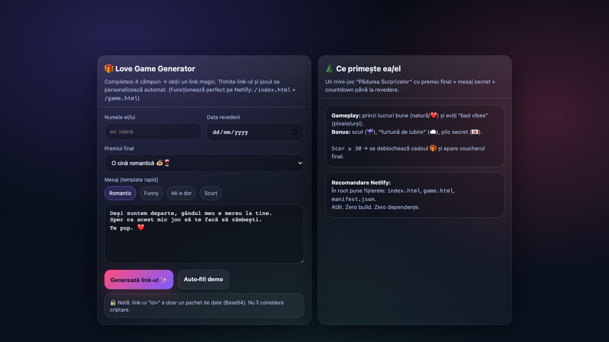 Love Game Generator preview